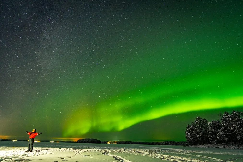 Rovaniemi Lapland winter snowmobile northern lights Finland